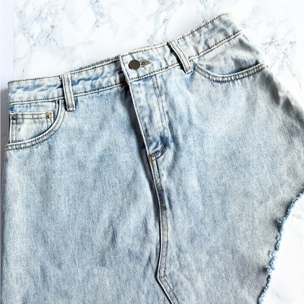 La’ Ros Asymmetrical Denim Skirt - Picture 4 of 11